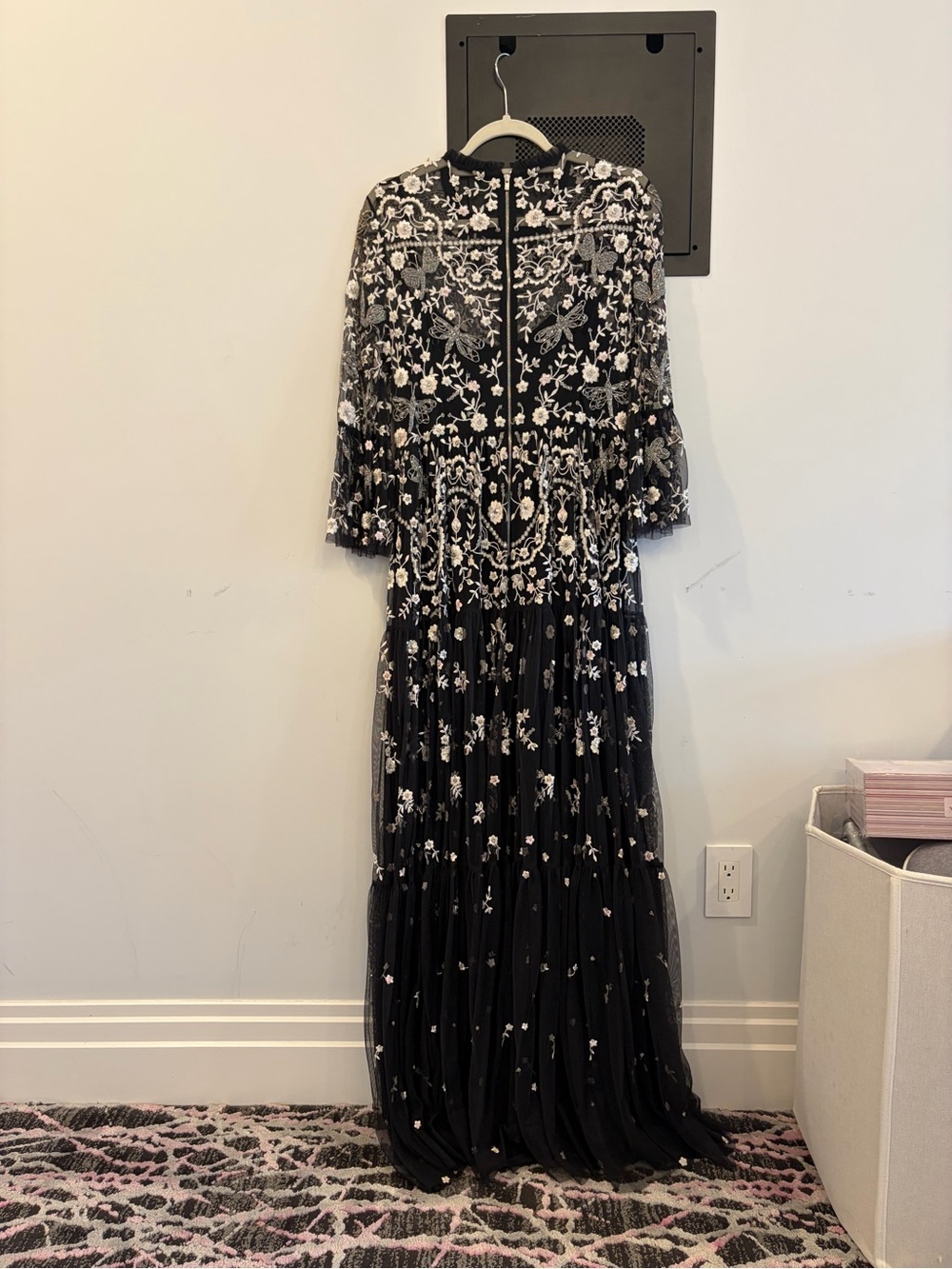 Needle & Thread Black Dress with Ivory Embroidery - Picture 2 of 9